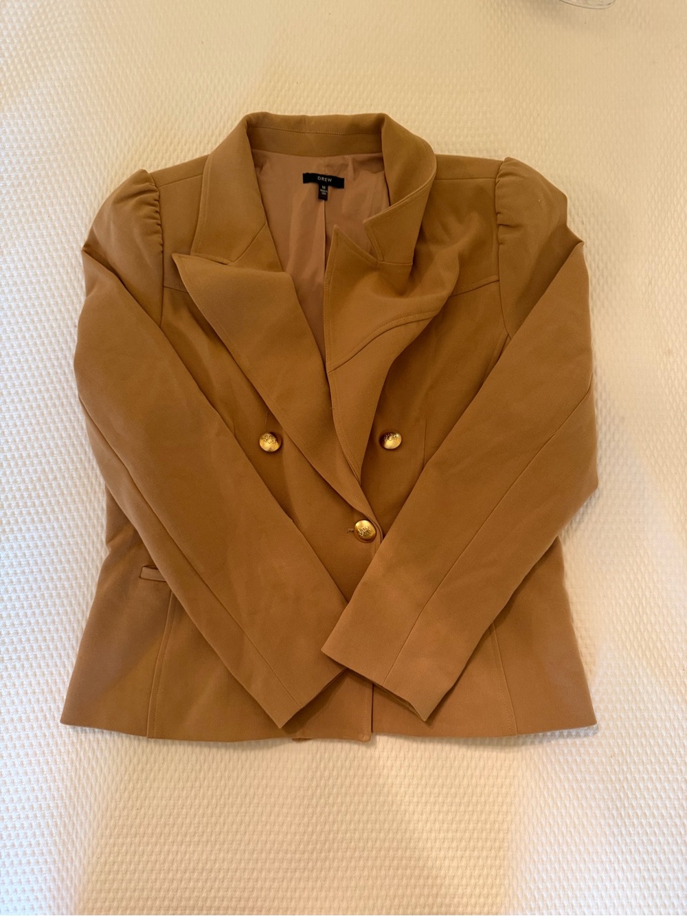 DREW Double-Breasted Camel Brown Blazer
